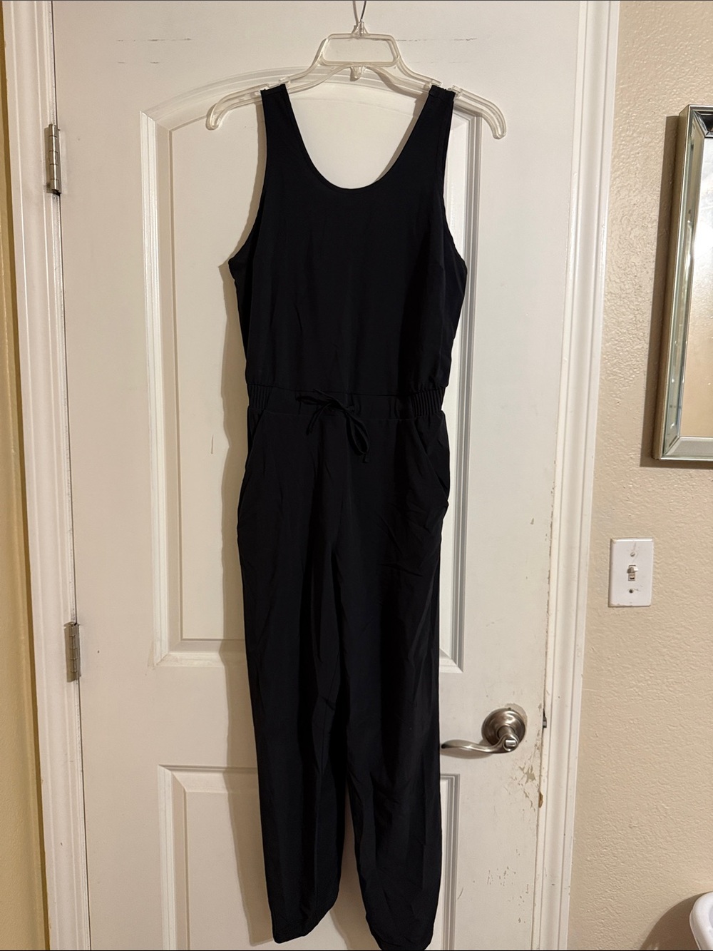all in motion Black Sleeveless Drawstring-Waist Jumpsuit